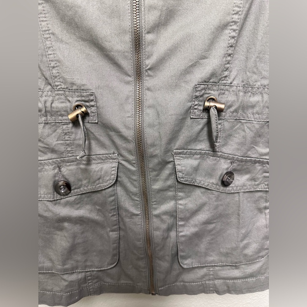 Iris Utility Olive Drawstring Zipper Vest - image 6